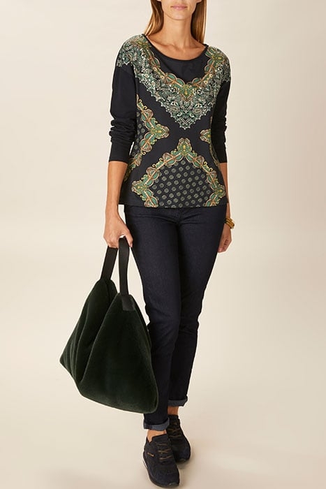 CREW NECK LOOSE TEE LS + DECO BLUE 4