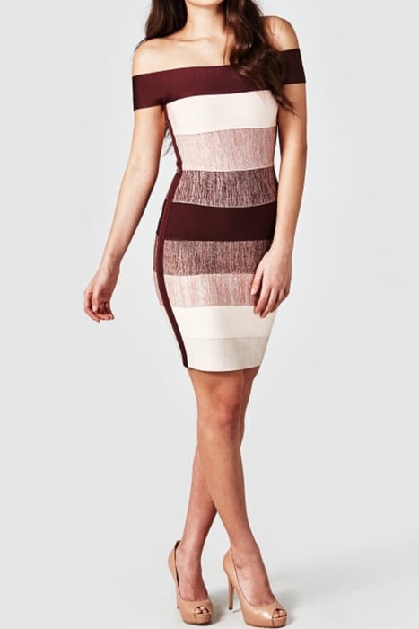 BLISSFUL OMBRE BANDAGE DRESS STRIPES ROSE 5