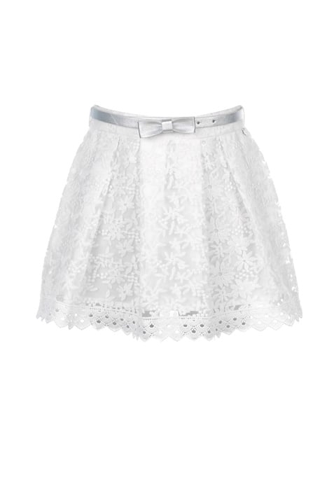 PLEATED SKIRT WITH LACE WHITE 1