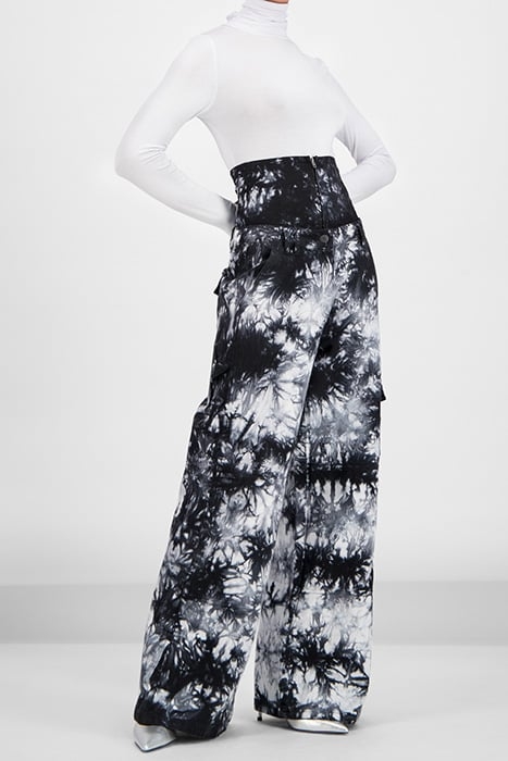 BLACK WHITE TIE DYE GEMMA PANTS 3