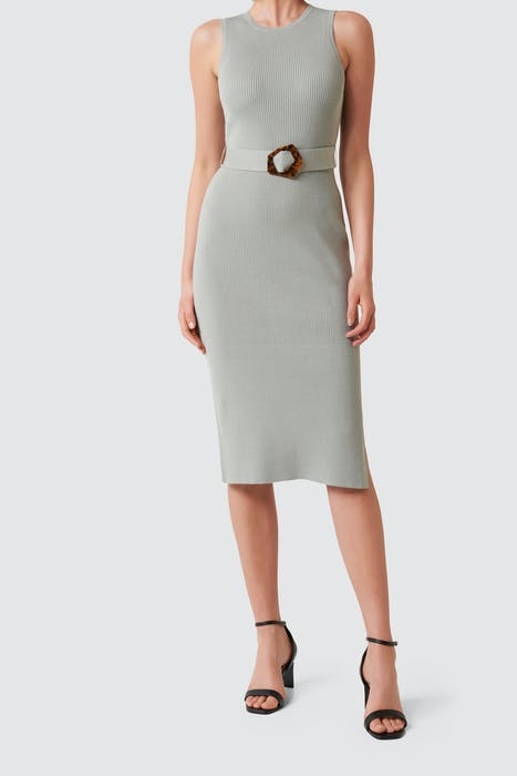 IMOGEN SLEEVELESS MIDI KNIT DRESS SAGE 1