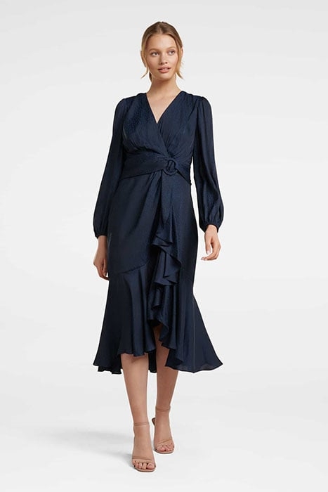 LILIAN BALLOON SLEEVE MIDI DRESS WINTER NAVY JERSEY WINTER N 1