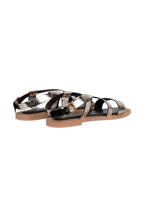 CROOVER LEATHER FLAT SANDAL GLD TN MET 3