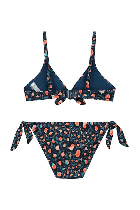 GIRLS LEOPARD SPOT KNOTTED TRIANGLE BIKINI POSEIDON BLUE 2