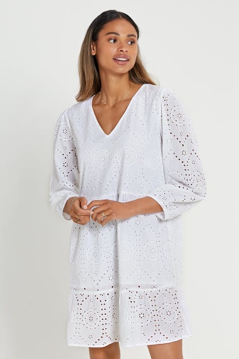TULUM BRODERIE SHIFT DRESS BRIGHT WHITE 2