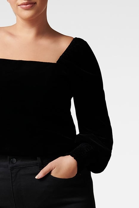HAZEL CURVE VELVET JOSEPHINE TOP BLACK 5