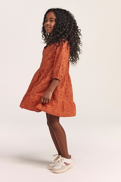 GIRLS TUSCANY DRESS BRODERIE ANGLAISE SPICE ROUTE BROWN 5