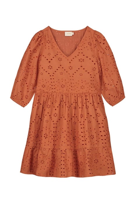 GIRLS TUSCANY DRESS BRODERIE ANGLAISE SPICE ROUTE BROWN 1