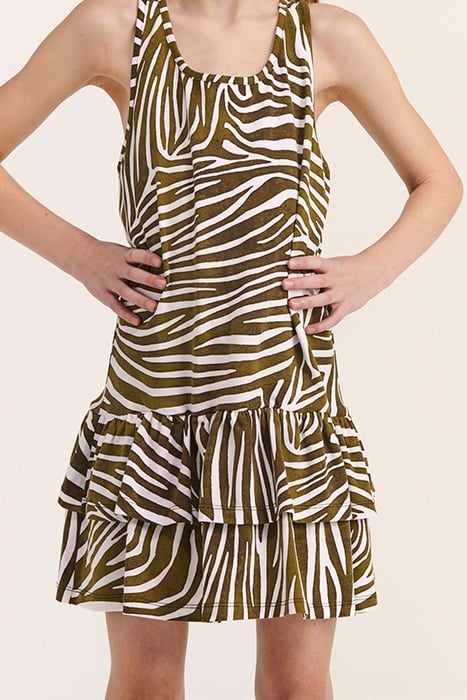 GIRLS SAMOA DRESS ZANZIBAR ZEBRA PALMTREE GREEN 5