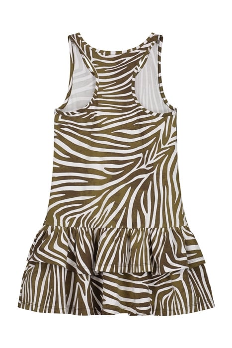 GIRLS SAMOA DRESS ZANZIBAR ZEBRA PALMTREE GREEN 2
