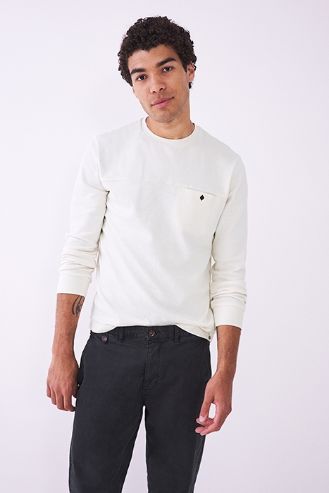 MILTON ZIG ZAG WAFFLE TEE LGT NAT 2