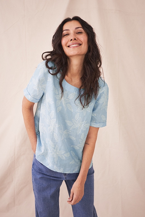 EDIE LINEN TOP BLUE MULTI 2