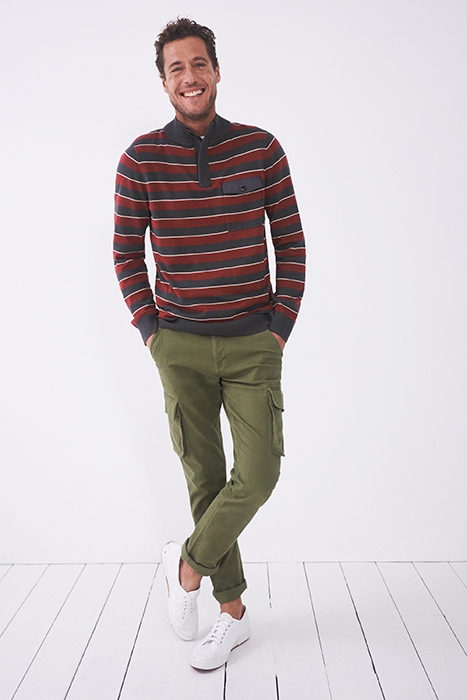 BRIAR FUNNEL NECK STRIPE CHARCOAL GREY 2