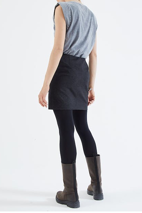 BLACK DOUBLE BUTTONED SHORT SKIRT WITH POCKETS 3