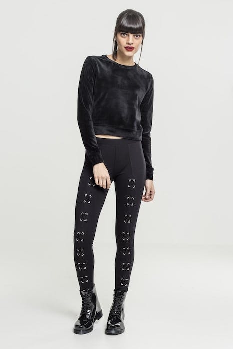 LADIES SHORT VELVET CREW BLACK 4