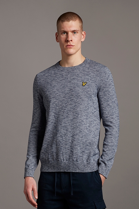 COTTON KNITTED CREW NECK JUMPER NAVY 1