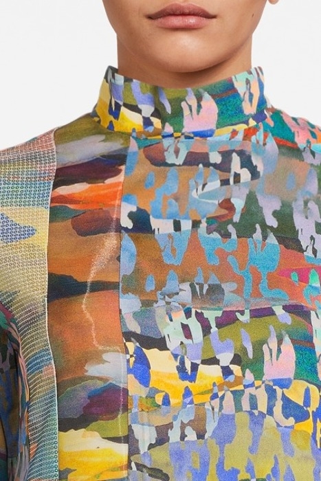 WOMEN'S LOOSE FIT VOLANT HEM MINI DRESS CAMOU PRINT 4