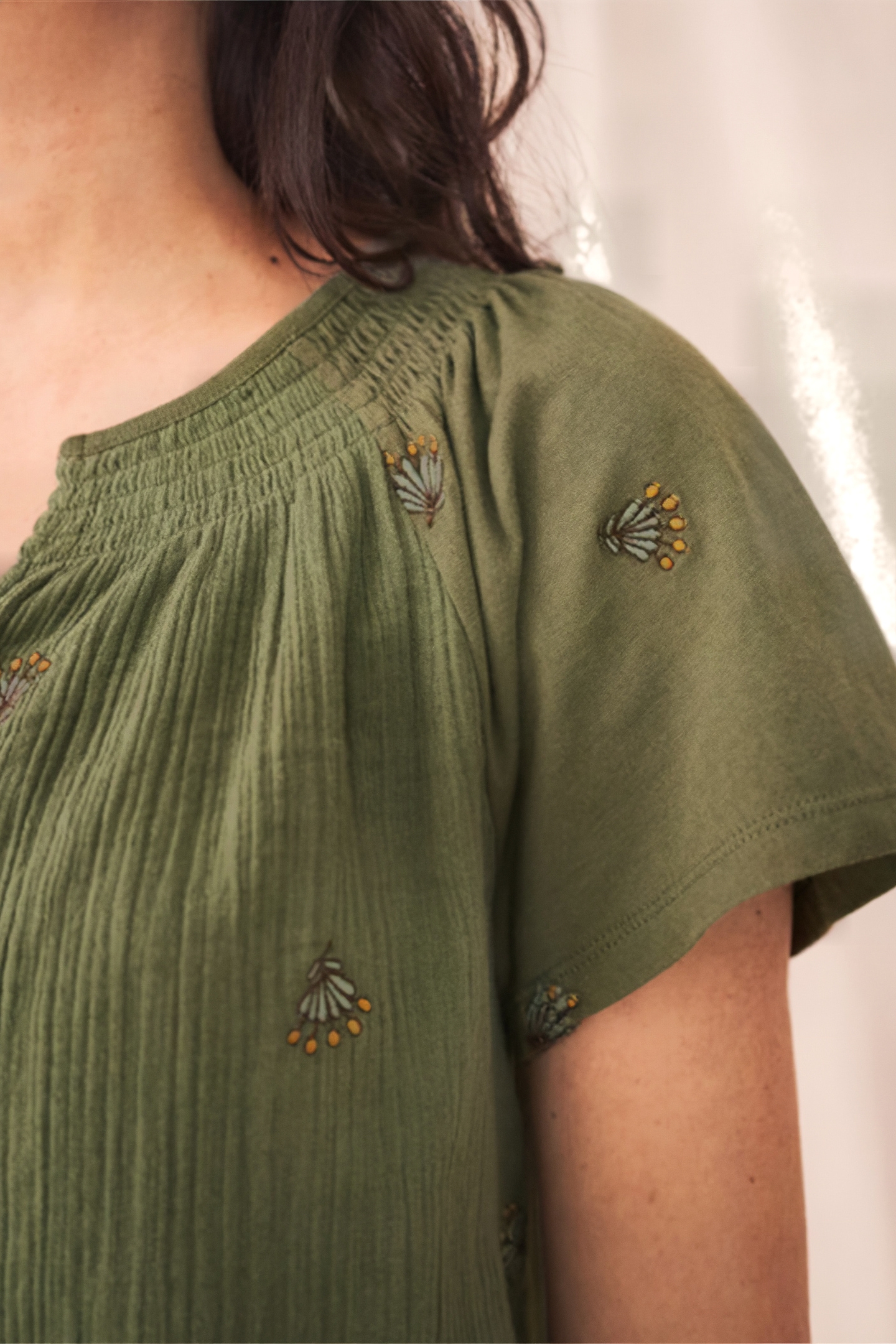 LUELLA EMBROIDERED TOP GREEN MULTI 4
