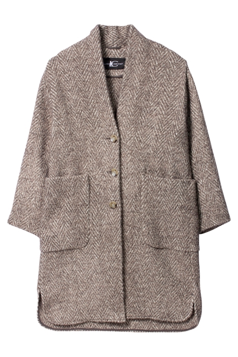 COAT WITH HERRINGBONE DESIGN WARM GREY / GREIGE 5