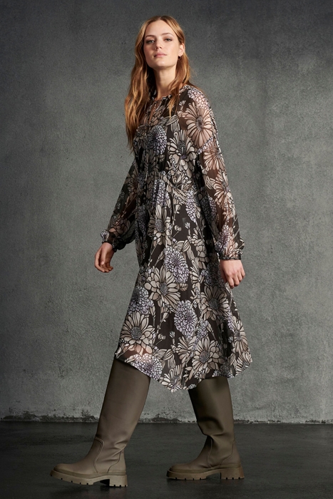 DRESS WITH FLORAL PRINT WARM GREY / LIGHT LILAC 2