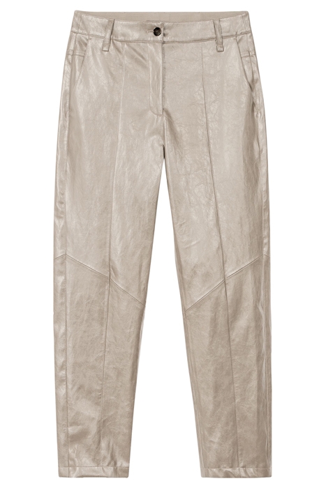TAPERED FAKE LEATHER TROUSERS GREIGE 1