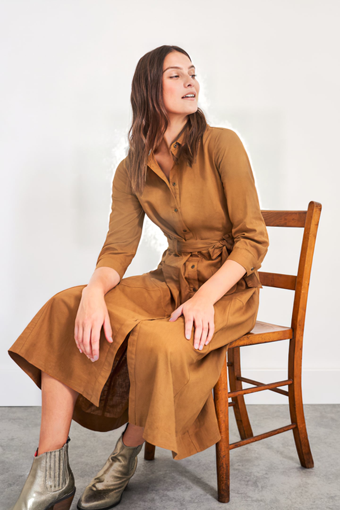 IGNES SHIRT DRESS MID BROWN 3