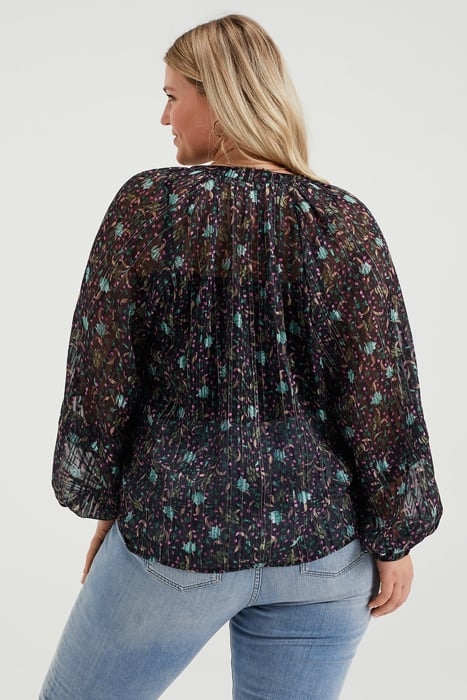 LADIES BLOUSE WITH PATTERN AND GLITTER THREAD - CURVE BLACK 3