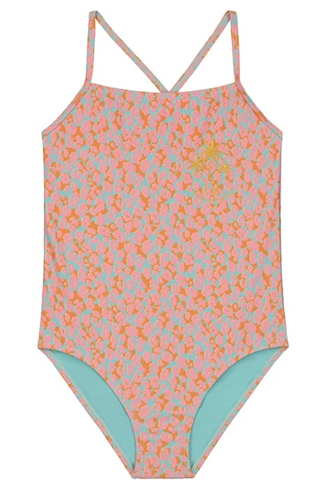 GIRLS LOIS SWIMSUIT TROPICAL TIGER AQUA SKY BLUE 1