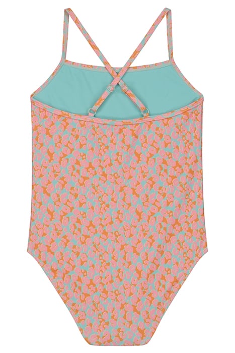 GIRLS LOIS SWIMSUIT TROPICAL TIGER AQUA SKY BLUE 2
