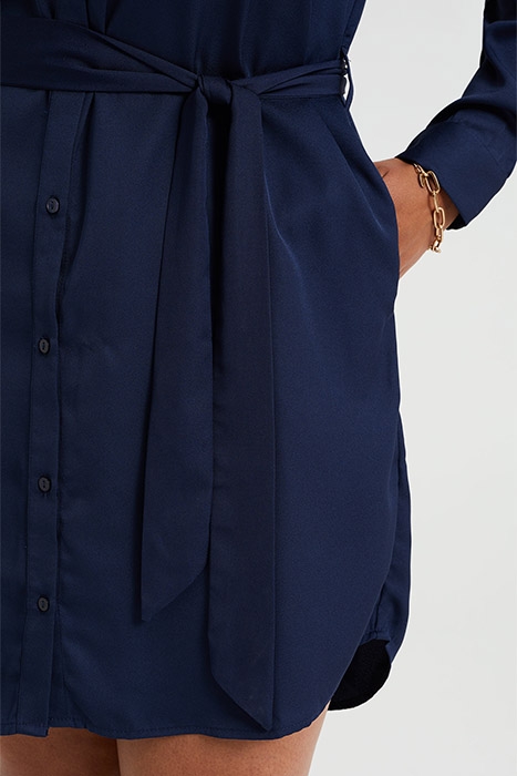 LADIES SHIRT DRESS WITH PATTERN AND TIE BELT - CURVE DARK 5