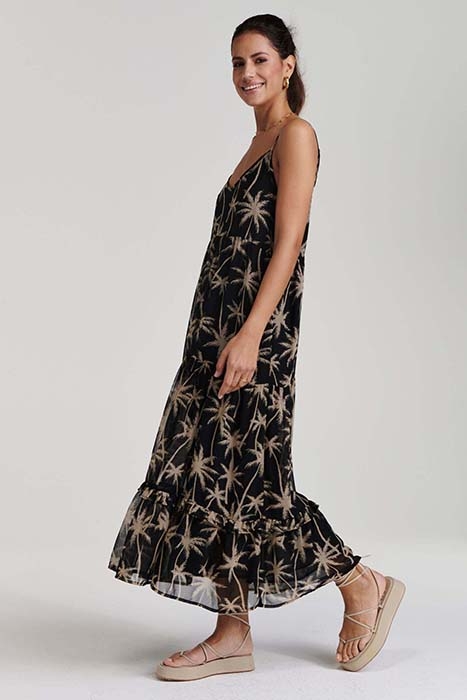 LADIES SICILY DRESS VACATION PALM BLACK 4