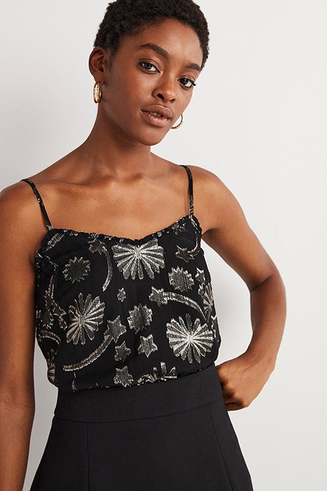 JACQUARD PARTY CAMI TOP BLK 4