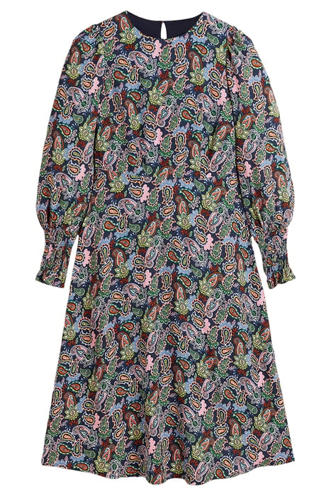 SMOCKED CUFF MIDI DRESS NVY 5