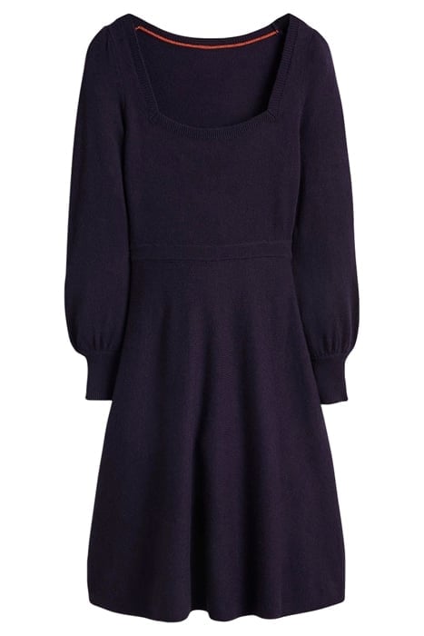 SQUARE NECK KNITTED DRESS NAV 4