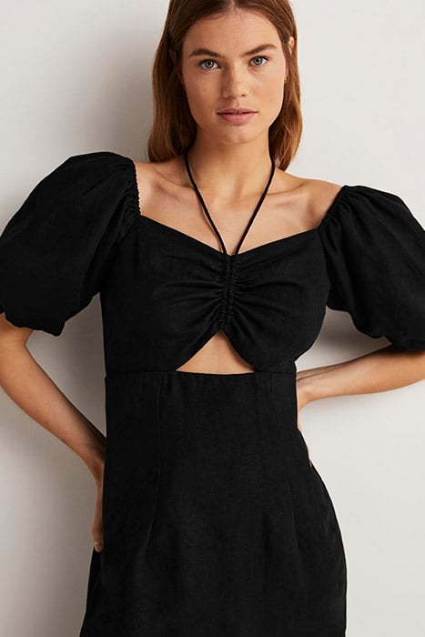 HALTERNECK CUTOUT COLUMN DRESS BLK 4