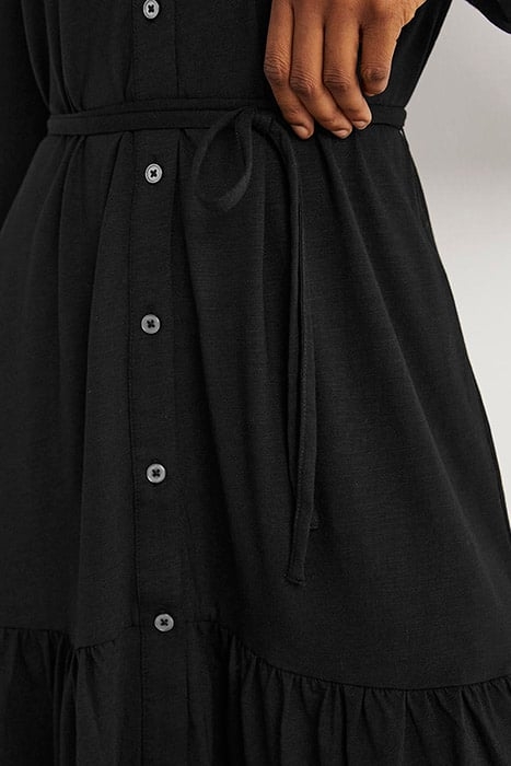 TIERED JERSEY MINI SHIRT DRESS BLK 5