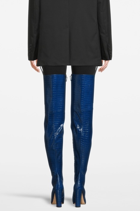 CROC EMBOSSED OVER-KNEE-BOOTS BLUE 4