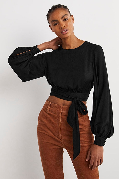 LONG SLEEVE CROP TOP BLK 1