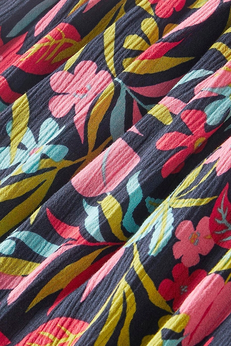 LAYLA PRINTED SMOCKED TOP NVY 3