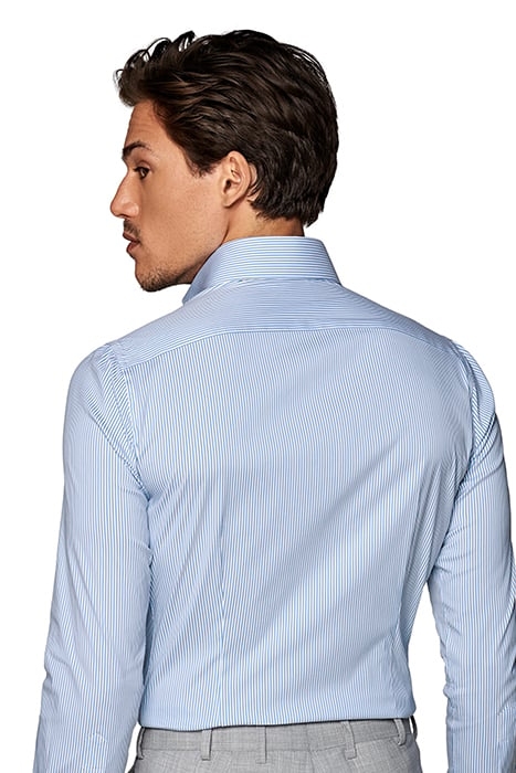 Mid Blue Striped Extra Slim Fit Shirt 5