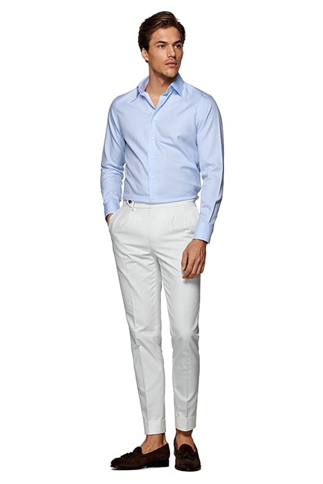 Light Blue Checked Slim Fit Shirt 4