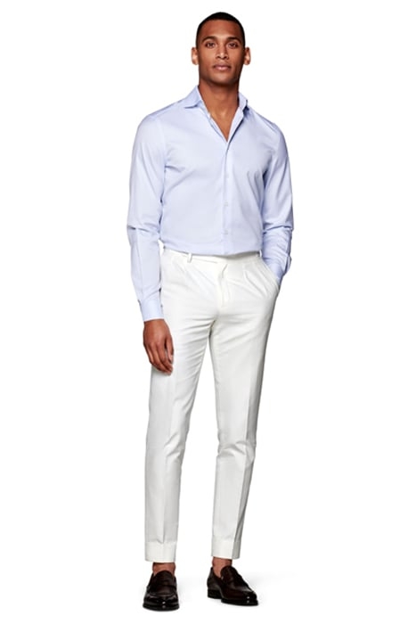 Light Blue Checked Slim Fit Shirt 4