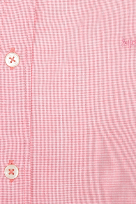 COTTON/ LINEN MINI HOUNDSTOOTH SHIRT S/S RF CORAL RED 5