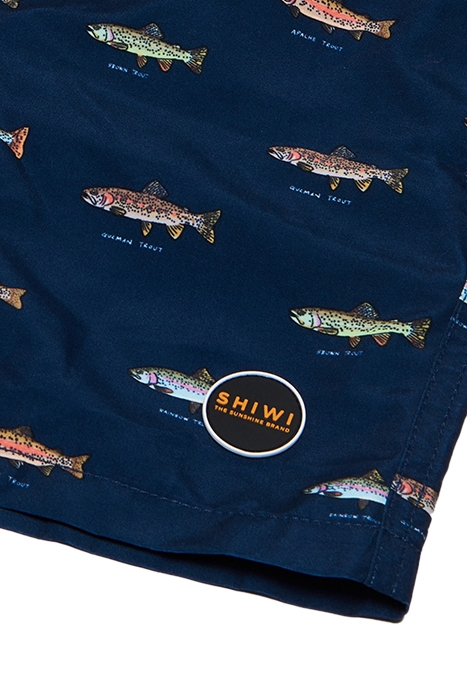 BOYS SWIM SHORT GO FISH MICRO PEACH DARK NAVY BLUE 3