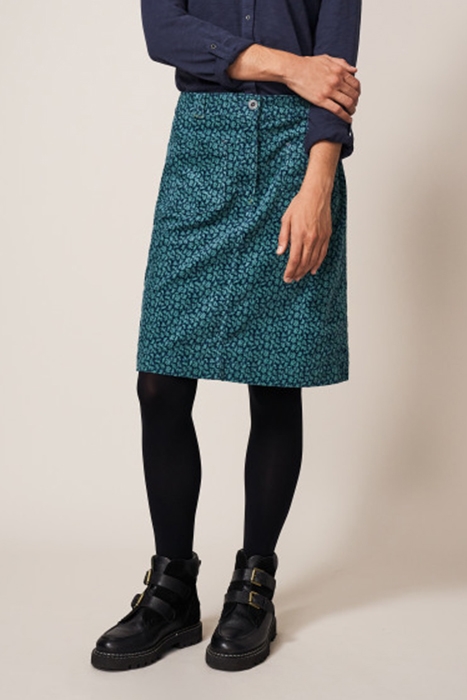 MELODY CORD SKIRT TEAL 1