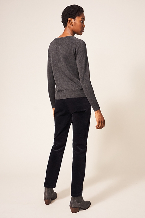 SIENNA STRETCH VELVET TROUSERS DK GREY 2