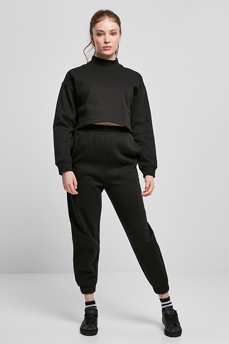 LADIES CROPPED OVERSIZED SWEAT HIGH NECK CREW BLACK 4