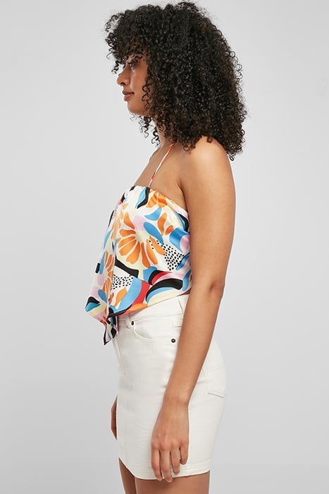 LADIES CROPPED AOP SATIN TRIANGLE TOP MAGICMANGOABSTRACT 5