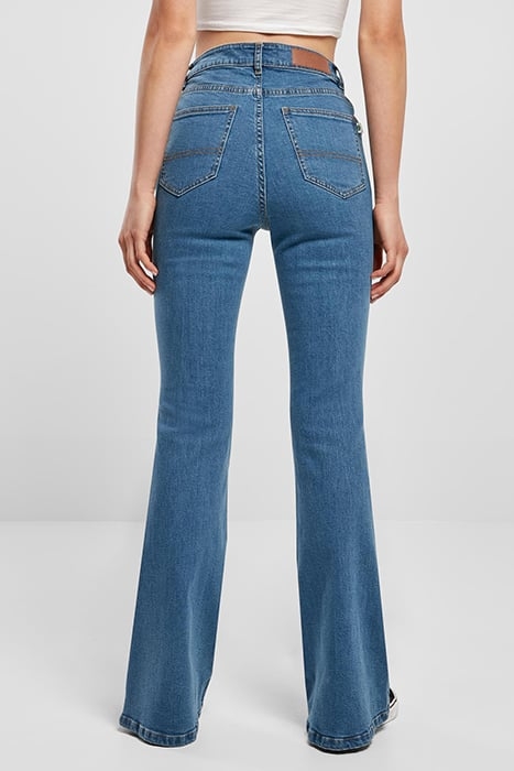 LADIES ORGANIC HIGH WAIST FLARED DENIM PANTS CLEARBLUE WASHE 3