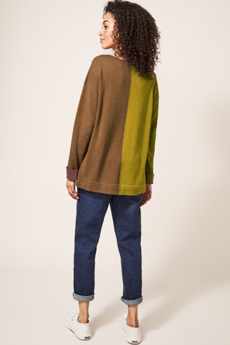 OLIVIA COL-BLOCK STRIPE JUMPER CHARTREUSE 3